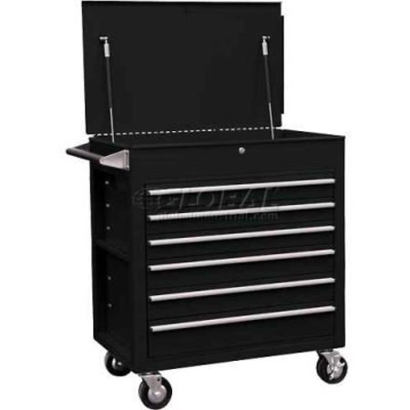 SUNEX 34-1/2inW X 20inD X 39-1/2inH 6 Drawer Black Tool Cabinet W/ Clamshell Lid 8057BK